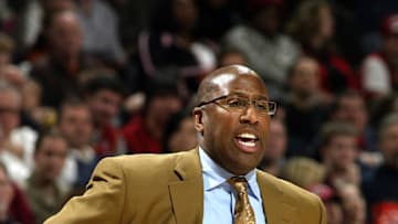 CLEVELAND - FEBRUARY 04: Head Coach Mike Brown of the Cleveland Cavaliers directs his team from the sidelines as the face the Detroit Pistons on February 04, 2007 at The Quicken Loans Arena in Cleveland, Ohio. NOTE TO USER: User expressly acknowledges and agrees that, by downloading and/or using this Photograph, user is consenting to the terms and conditions of the Getty Images License Agreement. Mandatory Copyright Notice: Copyright 2007 NBAE (Photo by David Liam Kyle/NBAE via Getty Images)