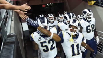 GLENDALE, AZ - DECEMBER 03: Wide receiver Tavon Austin #11 of the Los Angeles Rams high fives a fan before the NFL game against the Arizona Cardinals at the University of Phoenix Stadium on December 3, 2017 in Glendale, Arizona. (Photo by Norm Hall/Getty Images)