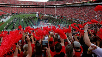 Georgia takes the field before kickoff of an NCAA college football game between South Carolina and Georgia in Athens, Ga., on Sept. 18, 2021.News Joshua L Jones