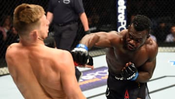 PITTSBURGH, PA - SEPTEMBER 16: (R-L) Uriah Hall of Jamaica punches Krzysztof Jotko of Poland in their middleweight bout during the UFC Fight Night event inside the PPG Paints Arena on September 16, 2017 in Pittsburgh, Pennsylvania. (Photo by Josh Hedges/Zuffa LLC/Zuffa LLC via Getty Images)