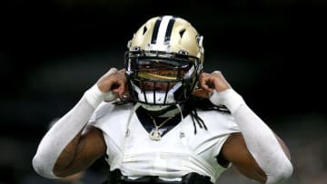 NEW ORLEANS, LOUISIANA - JANUARY 05: Alvin Kamara #41 of the New Orleans Saints in action during the NFC Wild Card Playoff game against the Minnesota Vikings at Mercedes Benz Superdome on January 05, 2020 in New Orleans, Louisiana. (Photo by Sean Gardner/Getty Images)