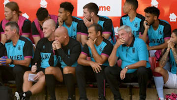 WALSALL, ENGLAND - JULY 25: Aston Villa manager Steve Bruce looks on from the bench during a friendly match between Aston Villa and West Ham United at Banks' Stadium on July 25, 2018 in Walsall, England. (Photo by Stu Forster/Getty Images)