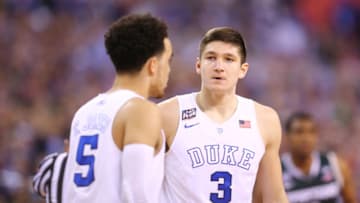 Duke basketball champs Tyus Jones and Grayson Allen (Photo by Rey Del Rio/Getty Images)