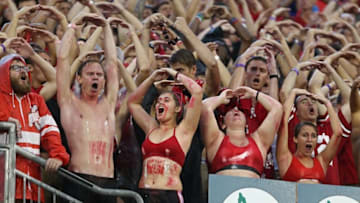 Sep 10, 2016; Columbus, OH, USA; Ohio State fans celebrate after a touchdown in the second half against the Tulsa Golden Hurricane at Ohio Stadium. Ohio State won 48-3. Mandatory Credit: Aaron Doster-USA TODAY Sports