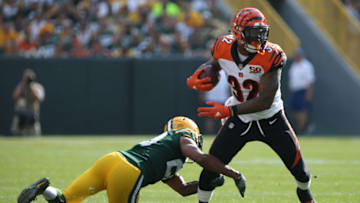 GREEN BAY, WI - SEPTEMBER 24: Jeremy Hill #32 of the Cincinnati Bengals carries the ball during the first quarter against the Green Bay Packers at Lambeau Field on September 24, 2017 in Green Bay, Wisconsin. (Photo by Dylan Buell/Getty Images)