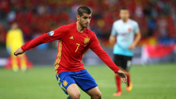 NICE, FRANCE - JUNE 17: Alvaro Morata of Spain in action during the UEFA EURO 2016 Group D match between Spain and Turkey at Allianz Riviera Stadium on June 17, 2016 in Nice, France. (Photo by Alex Livesey/Getty Images)