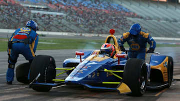FORT WORTH, TX - JUNE 09: Alexander Rossi, driver of the #27 NAPA Auto Parts Honda, pits during the Verizon IndyCar Series DXC Technology 600 at Texas Motor Speedway on June 9, 2018 in Fort Worth, Texas. (Photo by Sean Gardner/Getty Images)