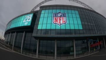 General view of the NFL Shield logo at Wembley Stadium marquee in advance of the NFL International Series game between the Detroit Lions and the Atlanta Falcons. Mandatory Credit: Kirby Lee-USA TODAY Sports