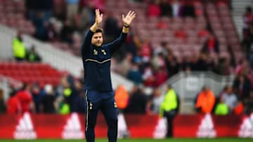 MIDDLESBROUGH, ENGLAND - SEPTEMBER 24: Mauricio Pochettino, Manager of Tottenham Hotspur claps the fans after the final whistle during the Premier League match between Middlesbrough and Tottenham Hotspur at the Riverside Stadium on September 24, 2016 in Middlesbrough, England. (Photo by Dan Mullan/Getty Images)