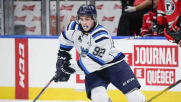 QUEBEC CITY, QC - OCTOBER 11: Hendrix Lapierre #92 of the Chicoutimi Sagueneens .(Photo by Mathieu Belanger/Getty Images)