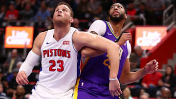 Detroit Pistons Blake Griffin and Los Angeles Lakers Anthony Davis. (Photo by Gregory Shamus/Getty Images)