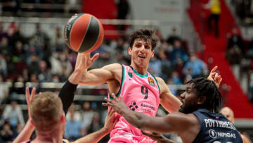 SAINT PETERSBURG, RUSSIA - APRIL 30: Leandro Bolmaro of BC Barcalona during the Turkish Ailines Euroleague match between BC Zenit and BC Barcelona at Sibur Arena on April 30, 2021 in Saint Petersburg, Russia (Photo by Anatolij Medved/BSR Agency/Getty Images)