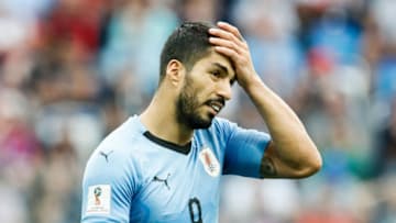 Luis Suarez of Uruguay national team during the 2018 FIFA World Cup Russia Quarter Final match between Uruguay and France on July 6, 2018 at Nizhny Novgorod Stadium in Nizhny Novgorod, Russia. (Photo by Mike Kireev/NurPhoto via Getty Images)