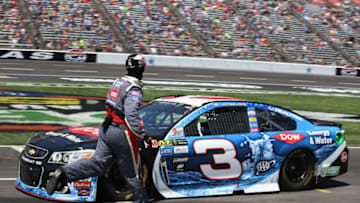 FORT WORTH, TX - APRIL 09: Austin Dillon, driver of the #3 DOW Energy & Water Chevrolet, drives to the garage during the Monster Energy NASCAR Cup Series O'Reilly Auto Parts 500 at Texas Motor Speedway on April 9, 2017 in Fort Worth, Texas. (Photo by Chris Graythen/Getty Images)