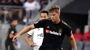 LOS ANGELES, CA - JULY 18: Los Angeles FC defender Walker Zimmerman (25) controls the ball against the Portland Timbers in the first half of a Major league Soccer U.S. Open Cup quarterfinals match at the Banc of California Stadium on Wednesday, July 18, 2018 in Los Angeles, California. (Photo by Keith Birmingham/Digital First Media/Pasadena Star-News via Getty Images)