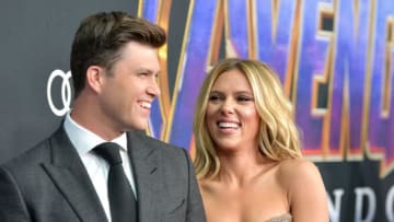 LOS ANGELES, CA - APRIL 22: Colin Jost and Scarlett Johansson attend the world premiere of Walt Disney Studios Motion Pictures "Avengers: Endgame" at the Los Angeles Convention Center on April 22, 2019 in Los Angeles, California. (Photo by Amy Sussman/Getty Images)