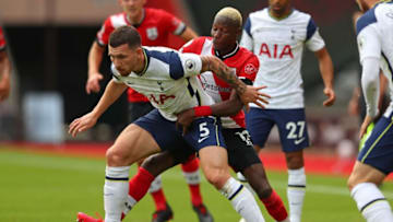 Tottenham Hotspur's Danish midfielder Pierre-Emile Hojbjerg (Photo by CATHERINE IVILL/POOL/AFP via Getty Images)