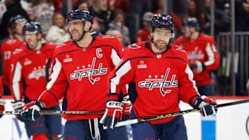 Alex Ovechkin, Evgeny Kuznetsov, Washington Capitals Mandatory Credit: Geoff Burke-USA TODAY Sports