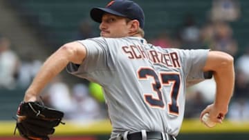 Aug 30, 2014; Chicago, IL, USA; Detroit Tigers starting pitcher Max Scherzer (37) throws a pitch against the Chicago White Sox during the first inning at U.S Cellular Field. Mandatory Credit: Mike DiNovo-USA TODAY Sports
