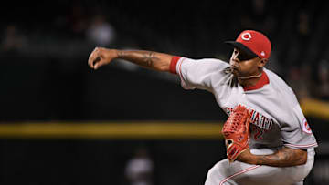 PHOENIX, AZ - MAY 30: Raisel Iglesias #26 of the Cincinnati Reds delivers a pitch in the ninth inning of the MLB game against the Arizona Diamondbacks at Chase Field on May 30, 2018 in Phoenix, Arizona. The Cincinnati Reds won 7-4. (Photo by Jennifer Stewart/Getty Images)
