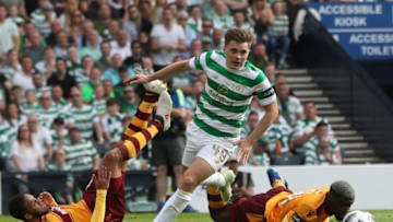 GLASGOW, SCOTLAND - MAY 19: James Forrest of Celtic controls the ball during the Scottish Cup Final between Celtic and Motherwell at Hampden Park on May 19, 2018 in Glasgow, Scotland. (Photo by Ian MacNicol/Getty Images)