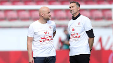 Sport-Vorstand Rouven Schröder und Trainer Achim Beierlorzer können positiv in die neue Saison des FSV Mainz blicken