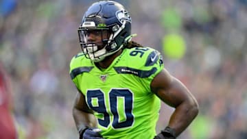 SEATTLE, WASHINGTON - OCTOBER 03: Jadeveon Clowney #90 of the Seattle Seahawks runs off the field during the game against the Los Angeles Rams at CenturyLink Field on October 03, 2019 in Seattle, Washington. The Seattle Seahawks top the Los Angeles Rams 30-29. (Photo by Alika Jenner/Getty Images)