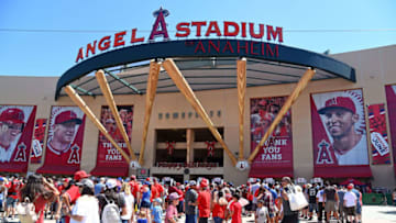 ANAHEIM, CA - JUNE 18: General view of the front entrance to Angel Stadium of Anaheim before the game between the Los Angeles Angels and the Kansas City Royals on June 18, 2017 in Anaheim, California. (Photo by Jayne Kamin-Oncea/Getty Images)