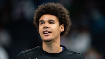 CHARLOTTE, NORTH CAROLINA - JANUARY 02: Cameron Johnson #23 of the Phoenix Suns warms up before their game against the Charlotte Hornets at Spectrum Center on January 02, 2022 in Charlotte, North Carolina. NOTE TO USER: User expressly acknowledges and agrees that, by downloading and or using this photograph, User is consenting to the terms and conditions of the Getty Images License Agreement. (Photo by Jacob Kupferman/Getty Images)