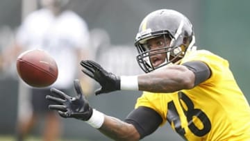 Jun 11, 2013; Pittsburgh, PA, USA; Pittsburgh Steelers linebacker Kion Wilson (48) participates in drills during minicamp at the UPMC Sports Complex. Mandatory Credit: Charles LeClaire-USA TODAY Sports