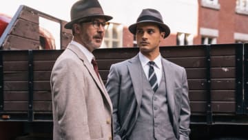L-R: Aidan Gillen as Dr. J. Allen Hynek and Michael Malarkey as Captain Michael Quinn in HISTORY’s “Project Blue Book.” "Hopkinsville" airs February 11 at 10 PM ET/PT. Photo by Eduardo Araquel Copyright 2020