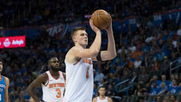 OKLAHOMA CITY, OK - OCTOBER 19: Kristaps Porzingis (Photo by J Pat Carter/Getty Images)