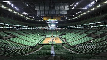 Apr 24, 2016; Boston, MA, USA; A general view of TD Garden prior to the first round of the NBA Playoffs between the Boston Celtics and Atlanta Hawks. Mandatory Credit: Bob DeChiara-USA TODAY Sports
