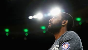 BOSTON, MA - NOVEMBER 14: Kyrie Irving #11 of the Boston Celtics looks on before the game against the Chicago Bulls at TD Garden on November 14, 2018 in Boston, Massachusetts. (Photo by Tim Bradbury/Getty Images)