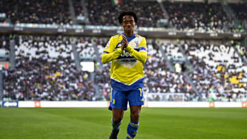 ALLIANZ STADIUM, TURIN, ITALY - 2022/03/20: Juan Cuadrado of Juventus FC gestures during the Serie A football match between Juventus FC and US Salernitana. Juventus FC won 2-0 over US Salernitana. (Photo by Nicolò Campo/LightRocket via Getty Images)
