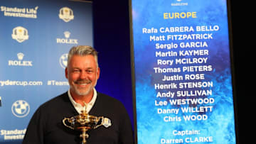 VIRGINIA WATER, ENGLAND - AUGUST 30: Darren Clarke, the European Ryder Cup captain, is pictured during the Ryder Cup Europe Press Conference at Wentworth on August 30, 2016 in Virginia Water, England. (Photo by Andrew Redington/Getty Images)
