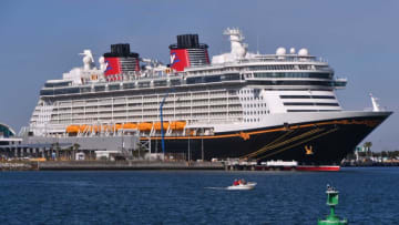 The Disney Dream stopped at Port Canaveral's Cruise Terminal 10 on Friday, taking on fuel and other supplies. Disney Cruise Line does not plan to resume sailing with passengers until at least April.Disney Dream