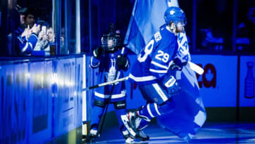 TORONTO, ON - APRIL 04: William Nylander #29 of the Toronto Maple Leafs takes the ice against the Tampa Bay Lightning at the Scotiabank Arena on April 4, 2019 in Toronto, Ontario, Canada. (Photo by Mark Blinch/NHLI via Getty Images)