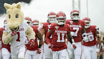 NORMAN, OK - SEPTEMBER 28: The Oklahoma Sooners take the field before the game against the Texas Tech Red Raiders at Gaylord Family Oklahoma Memorial Stadium on September 28, 2019 in Norman, Oklahoma. The Sooners defeated the Red Raiders 55-16. (Photo by Brett Deering/Getty Images)