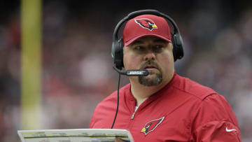 HOUSTON, TX - NOVEMBER 19: Defensive coordinator James Bettcher of the Arizona Cardinals calls plays from the sideline in the first half against the Houston Texans at NRG Stadium on November 19, 2017 in Houston, Texas. (Photo by Tim Warner/Getty Images)