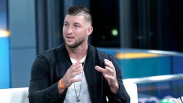 NEW YORK, NEW YORK - OCTOBER 09: Professional baseball player Tim Tebow visits "Fox & Friends" at Fox News Channel Studios on October 09, 2019 in New York City. (Photo by John Lamparski/Getty Images)