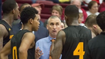 January 23, 2016; Stanford, CA, USA; Arizona State Sun Devils head coach Bobby Hurley (center) instructs his team in a huddle during the second half against the Stanford Cardinal at Maples Pavilion. The Cardinal defeated the Sun Devils 75-73. Mandatory Credit: Kyle Terada-USA TODAY Sports
