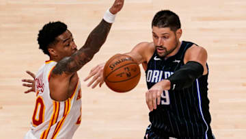Nikola Vucevic and the Orlando Magic are trying to work him in the high post and beyond the 3-point line in their base sets. Mandatory Credit: Dale Zanine-USA TODAY Sports