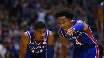 LAWRENCE, KS - FEBRUARY 17: Devonte' Graham