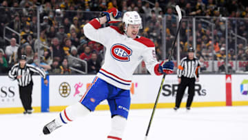 Jan 12, 2022; Boston, Massachusetts, USA; Montreal Canadiens left wing Michael Pezzetta. Mandatory Credit: Bob DeChiara-USA TODAY Sports