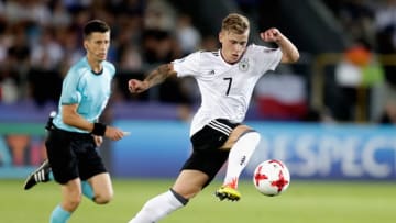 KRAKOW, POLAND - JUNE 30: Max Meyer of Germany in action during the UEFA European Under-21 Championship Final between Germany and Spain at Krakow Stadium on June 30, 2017 in Krakow, Poland. (Photo by Nils Petter Nilsson/Ombrello/Getty Images)