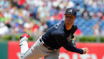 PHILADELPHIA, PA - JULY 31: Starting pitcher Mike Foltynewicz #26 of the Atlanta Braves throws a pitch in the first inning during a game against the Philadelphia Phillies at Citizens Bank Park on July 31, 2017 in Philadelphia, Pennsylvania. (Photo by Hunter Martin/Getty Images)