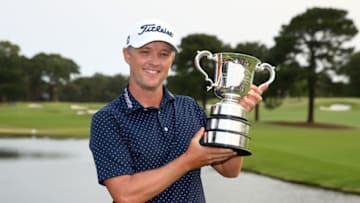 SYDNEY, AUSTRALIA - DECEMBER 08: Matt Jones of New South Wales poses with the Stonehaven Cup after winning the 2019 Australian Open during day four of the 2019 Australian Golf Open at The Australian Golf Club on December 08, 2019 in Sydney, Australia. (Photo by Jason McCawley/Getty Images)