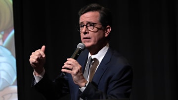 NEW YORK, NY - FEBRUARY 07: Executive Producer Stephen Colbert speaks as Stephen Colbert, Chris Licht and R.J. Fried host an exclusive screening of OUR CARTOON PRESIDENT on February 7, 2018 in New York City. (Photo by Cindy Ord/Getty Images for SHOWTIME )