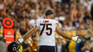 Sep 23, 2019; Landover, MD, USA; Chicago Bears guard Kyle Long (75) stands on the field during the first half against the Washington Redskins at FedExField. Mandatory Credit: Tommy Gilligan-USA TODAY Sports